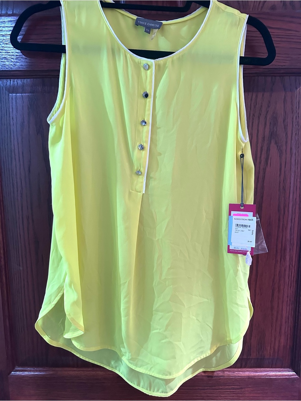 Vince Camuto Bright Yellow Sleeveless Button-Front Camisole